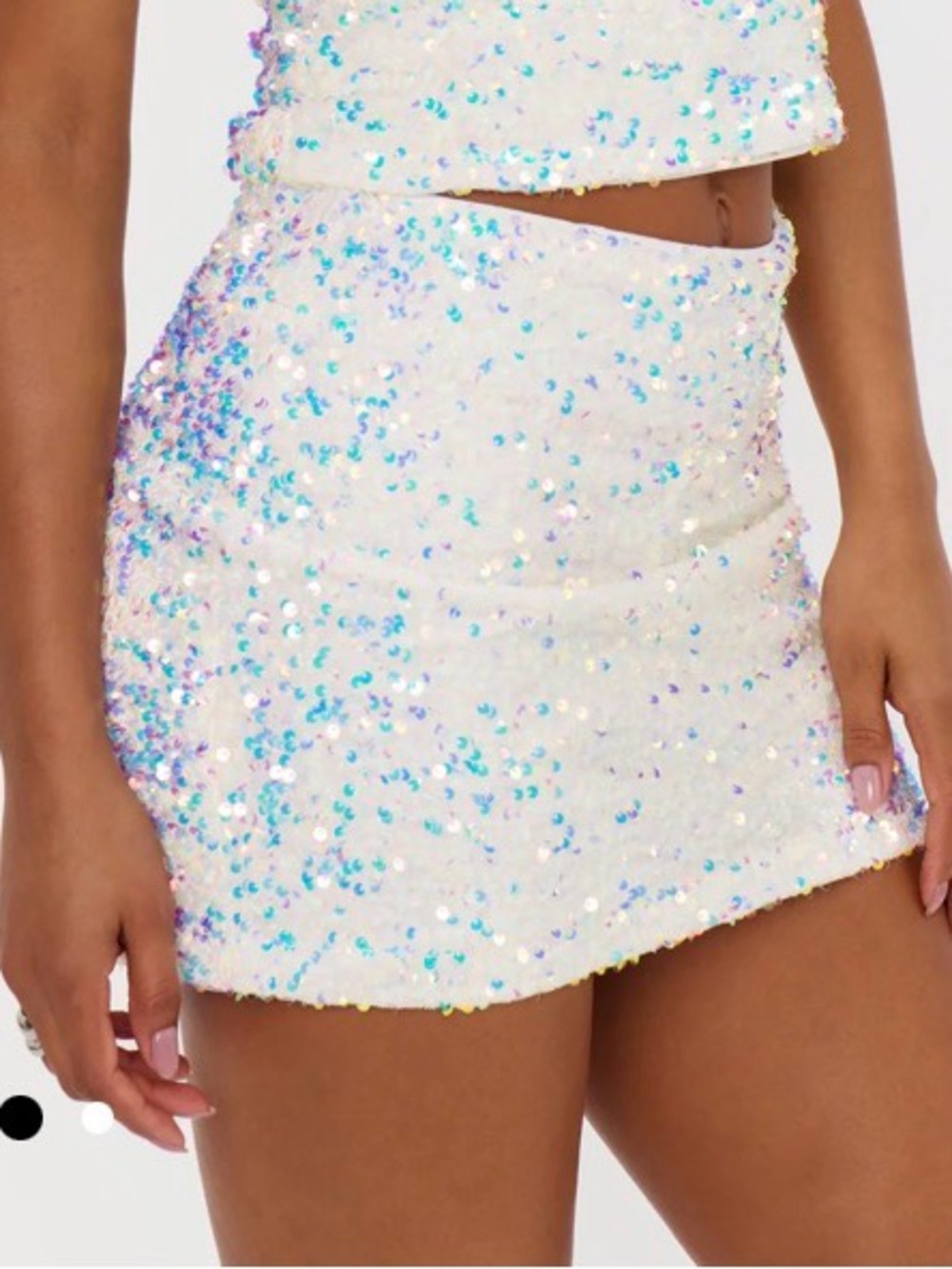 Show Me Your MuMu - Iridescent Sequin White Mini Skort - Picture 2 of 8